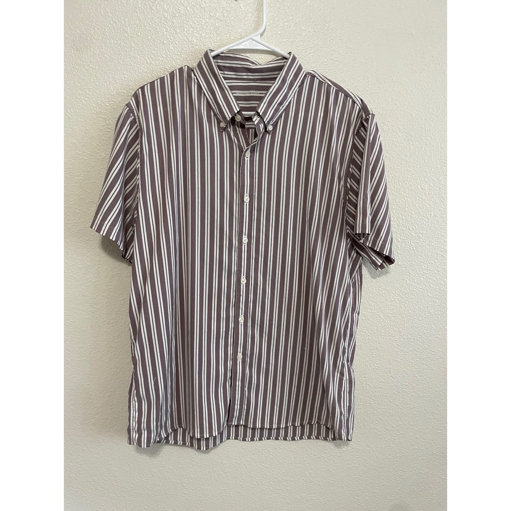 Abercrombie & Fitch Shirt Mens Large Mauve White Striped Short Sleeve Stretch